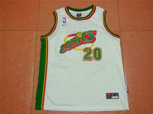 Maillot De Basket Seattle Supersonics Gary Payton 20 Engrener Blanc
